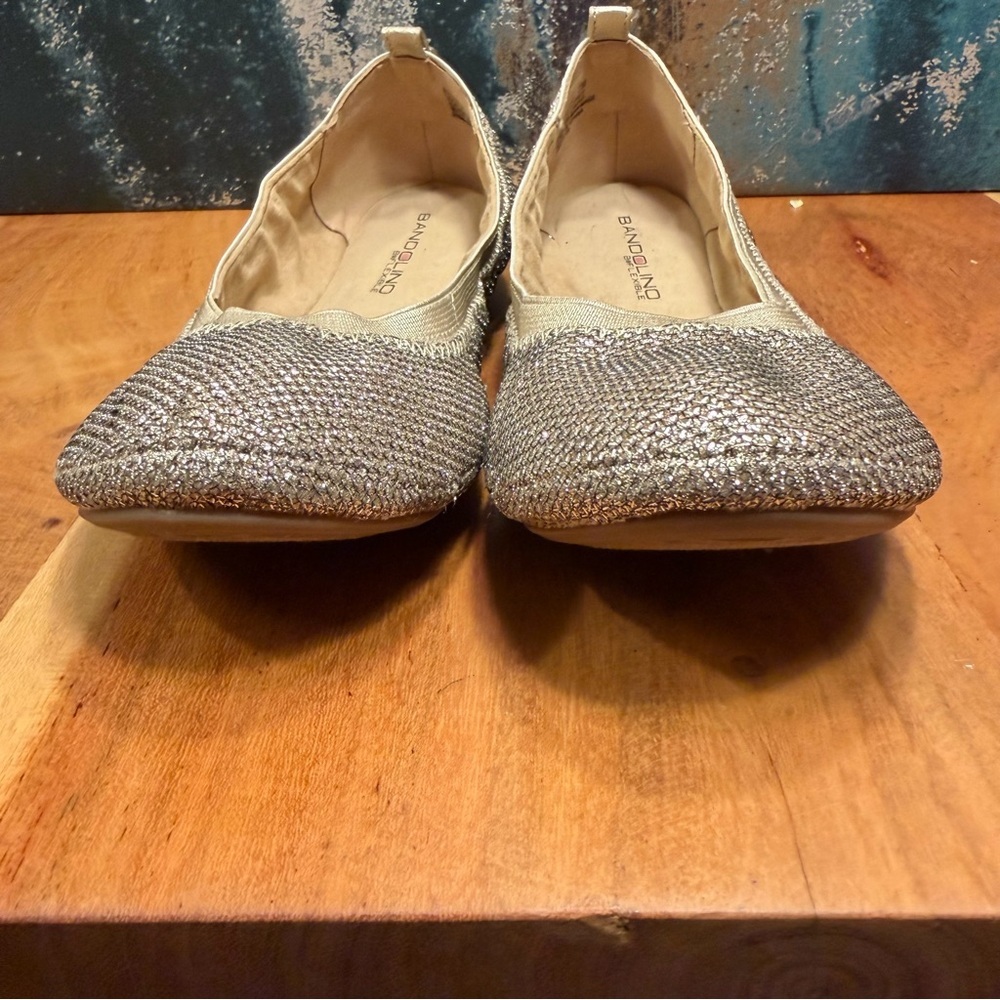 Bandolino Metallic Knit Ballet Flats – Gold Sparkle Slip-On Shoes Size 7M (VGUC) - Picture 3 of 12